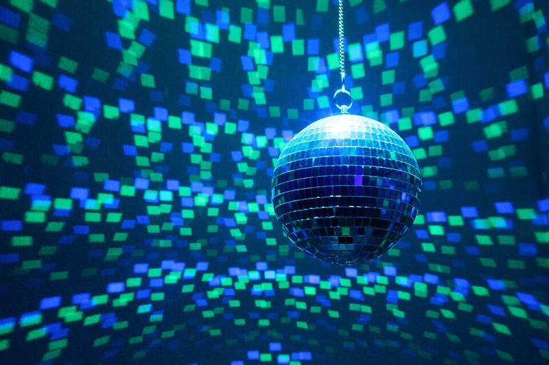 A mirror ball reflecting light