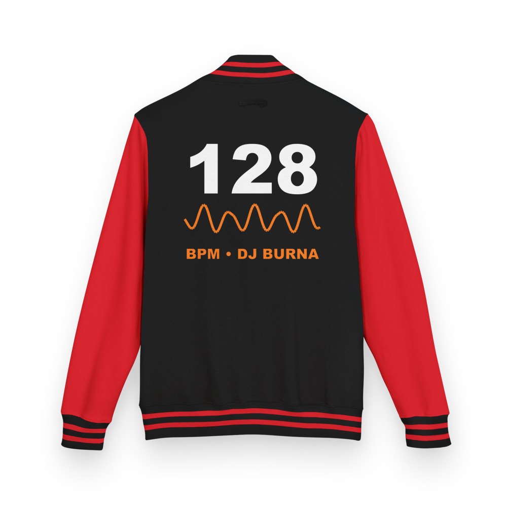 DJ Burna 128 BPM Varsity Jacket Jet Black/Fire Red