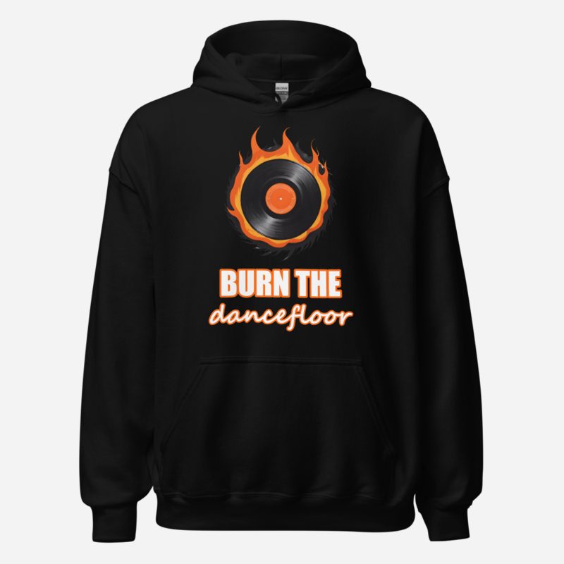 DJ Burna Burn The Dancefloor Vinyl Hoodie Black