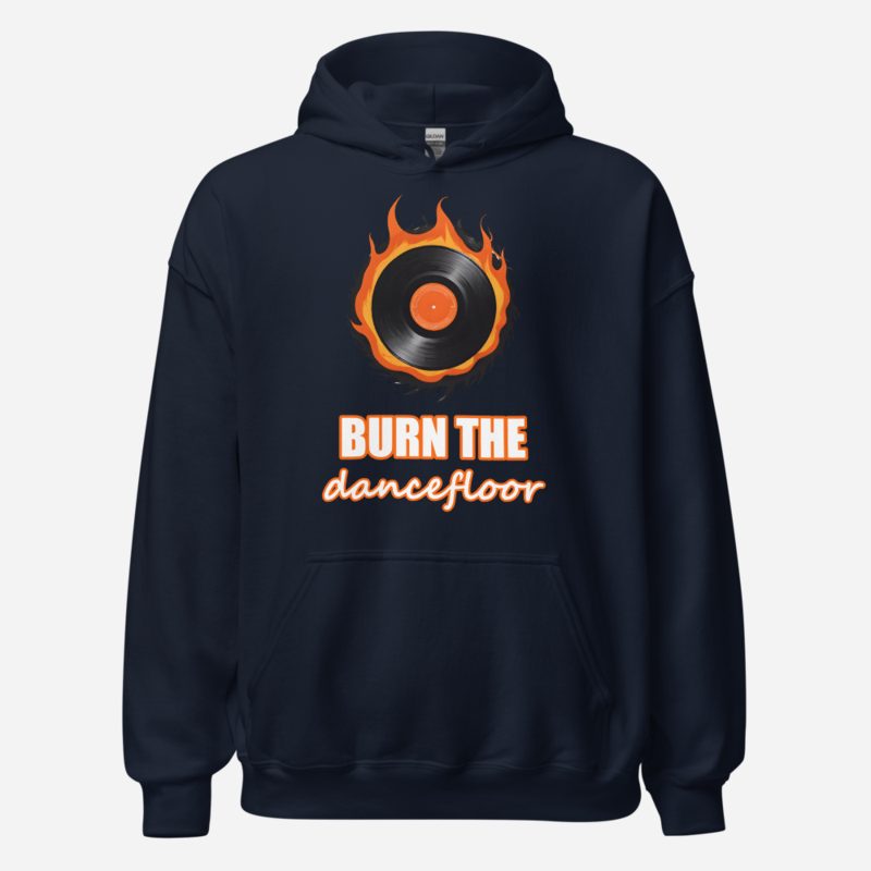 DJ Burna Burn The Dancefloor Vinyl Hoodie Navy