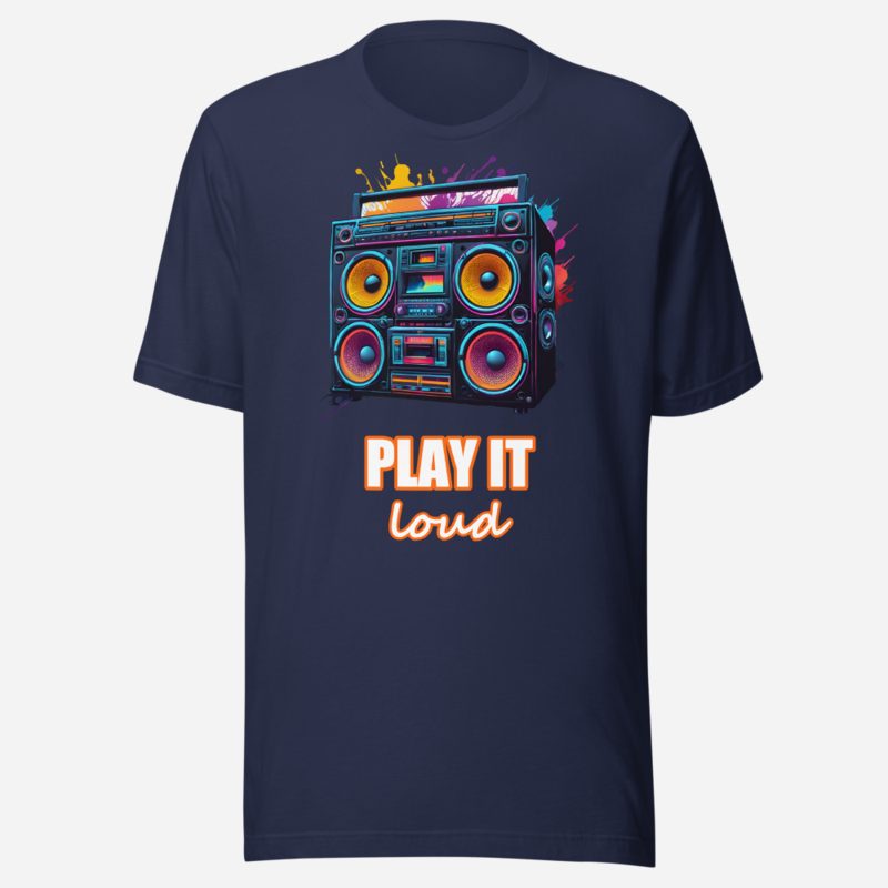 DJ Burna Play It Loud Boombox Tee Navy