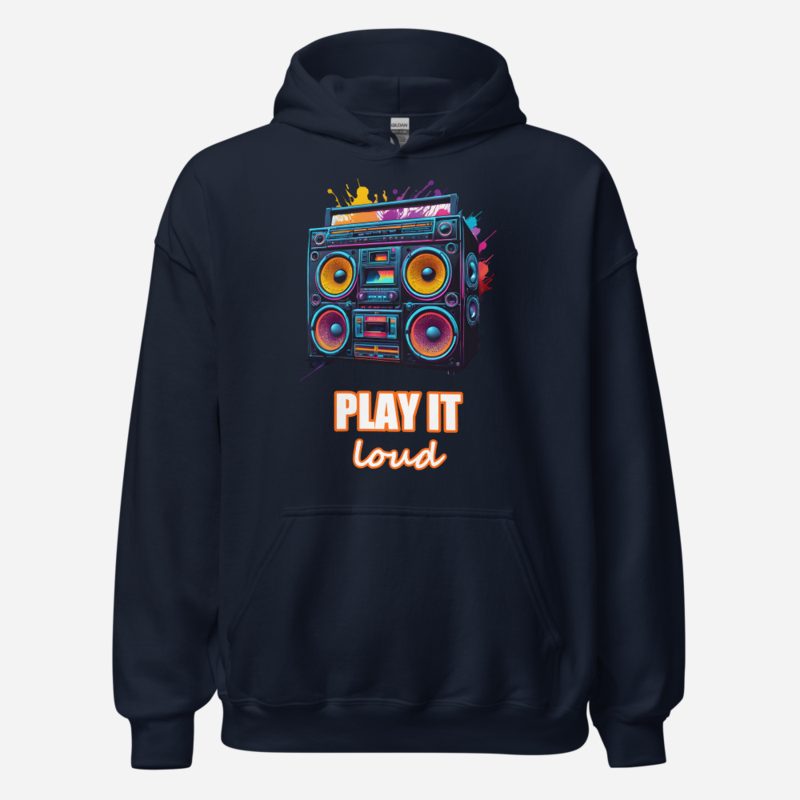 DJ Burna Play It Loud Boombox Hoodie in Navy
