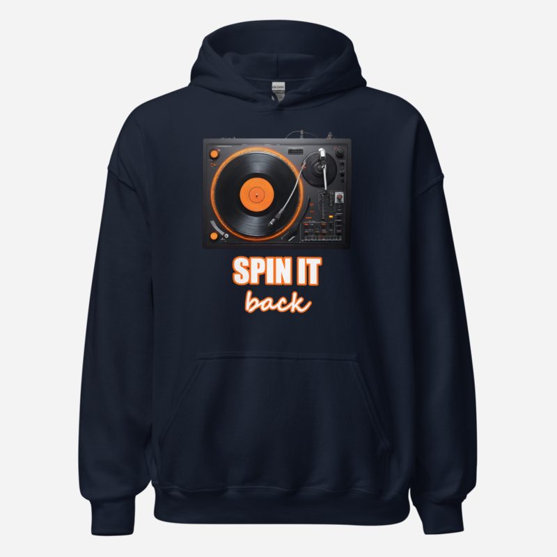 DJ Burna Spin It Back Deck Hoodie in Navy