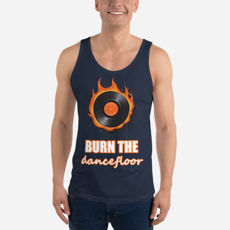 DJ Burna Burn The Dancefloor Vinyl Tank in Navy