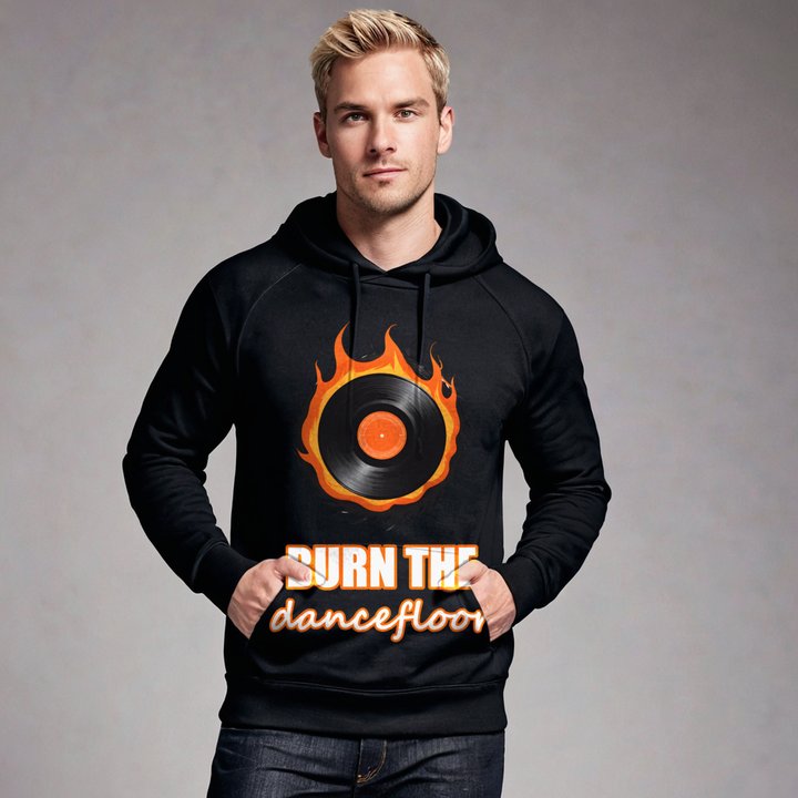 DJ Burna Burn The Dancefloor Vinyl Hoodie in Black